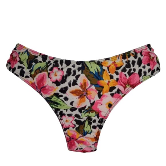 URCHICS Floral Leopard print 2 Piece Swimsuit Faux Ties Size M - Picture 4 of 9